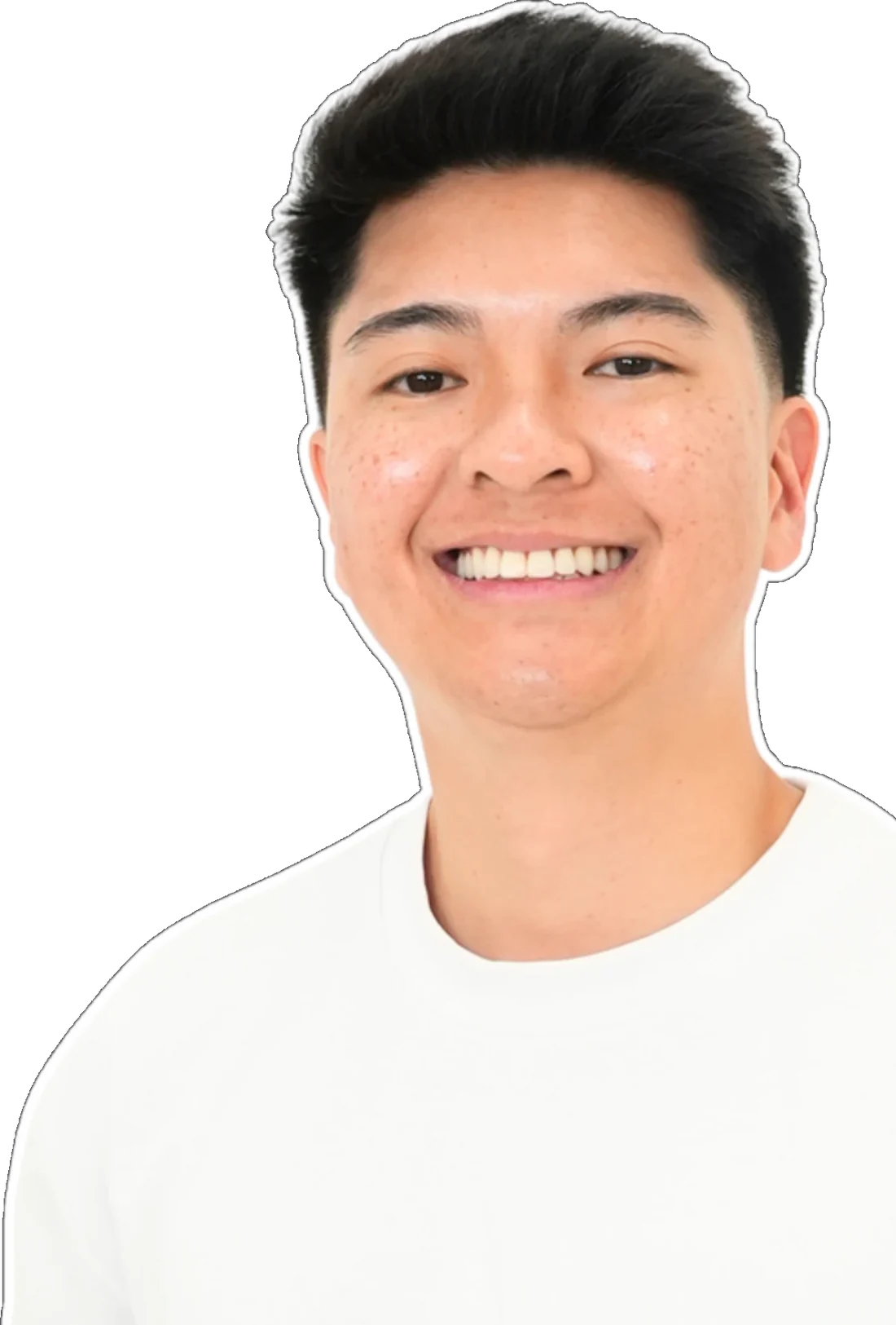 Jeremy Le smiling, in a white t-shirt